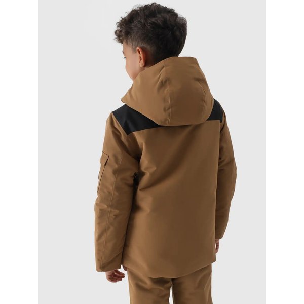 Kurtka narciarska chłopięca TTJAM538 4F - jasny brąz