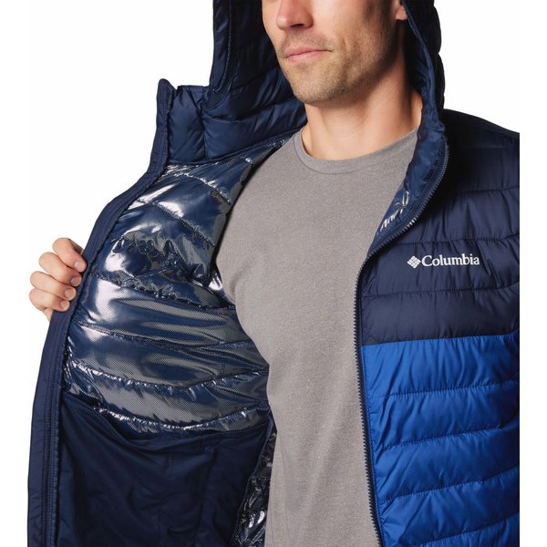 Kurtka puchowa męska Powder Lite II Hooded Jacket Columbia - Mountain Blue, Collegiate Navy