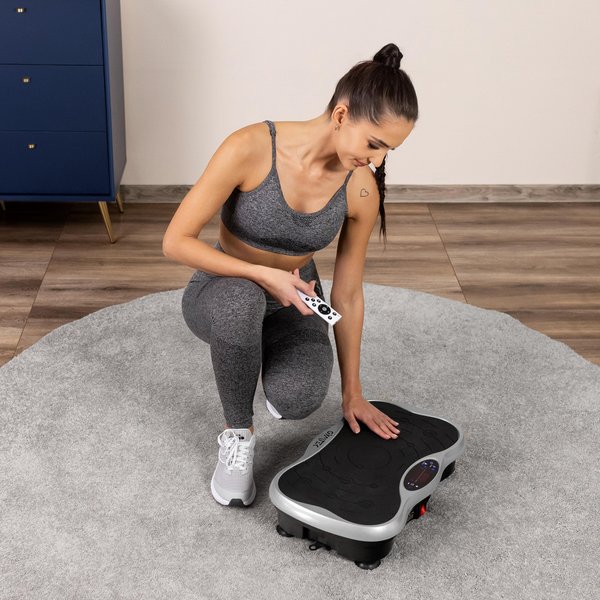 Platforma wibracyjna z pilotem Gymtek - srebrna