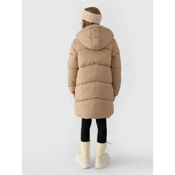 Płaszcz puchowy dziewczęcy TDJAF455 4F - beż