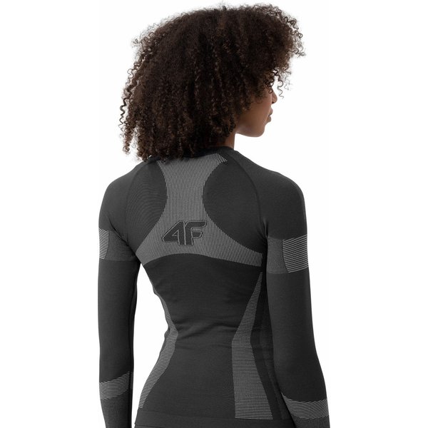 Longsleeve bezszwowy damski 4FAW23USEAF113 4F - ciemny szary