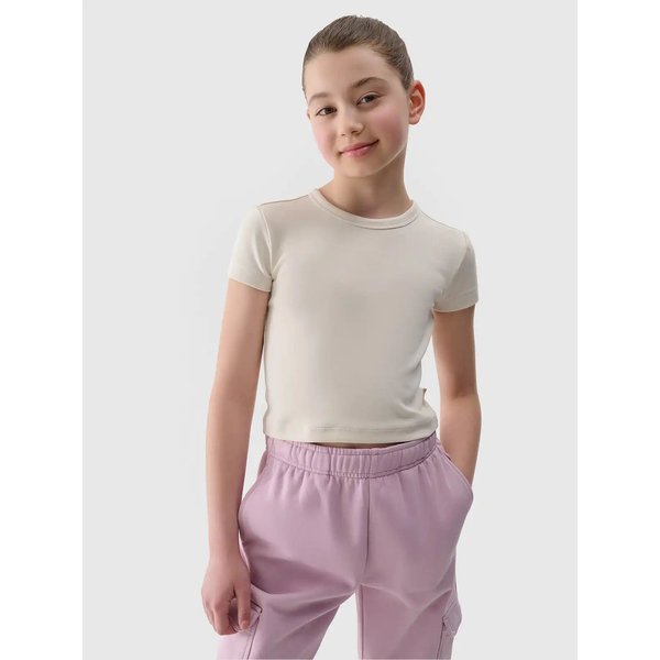 Koszulka dziewczęca TTSHF1852 4F - kremowy