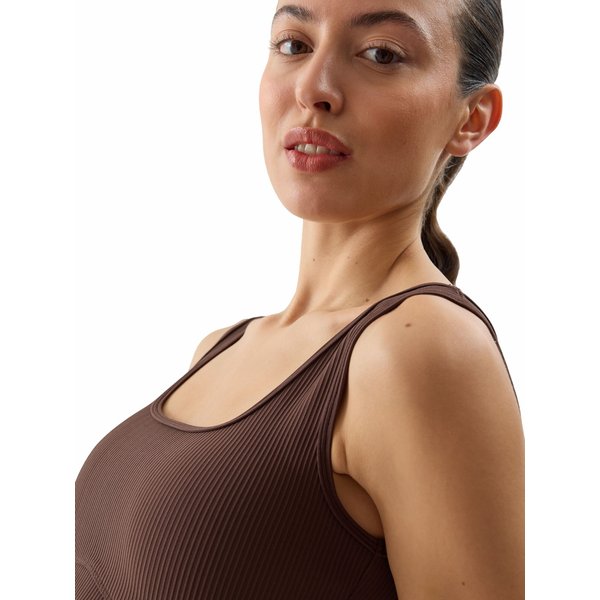 Bezrękawnik, crop top damski 4FWSS24TSLEF072 4F - ciemny brązowy