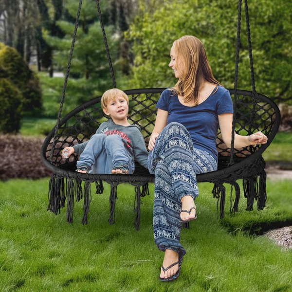 Huśtawka wisząca podwójna Boho Outtec - czarna