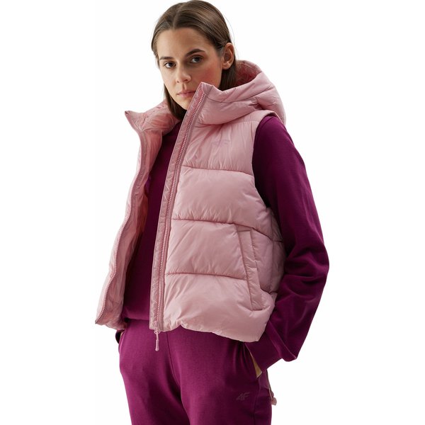 Kamizelka puchowa damska 4FWSS24TVJAF112 4F - jasny róż