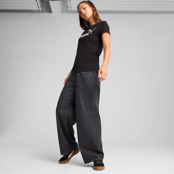 Koszulka damska Ess Metallic No.1 Logo Tee Puma - Black/Metallic Silver