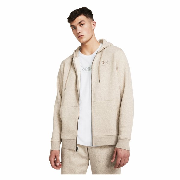 Bluza męska Essential Fleece FZ Hood Under Armour - beżowa
