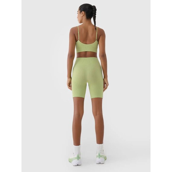 Biustonosz sportowy bezszwowy damski USBAF151 4F - jasna zieleń