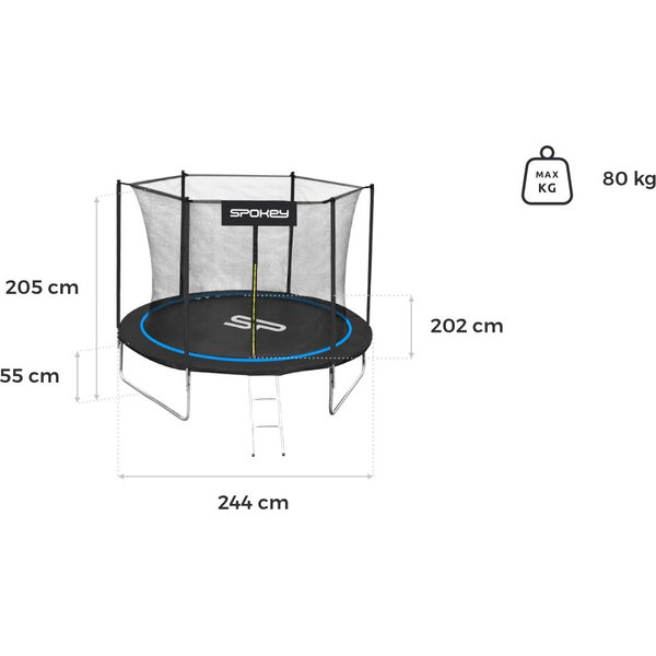 Trampolina ogrodowa Jumper 244cm Spokey - czarny/zielony