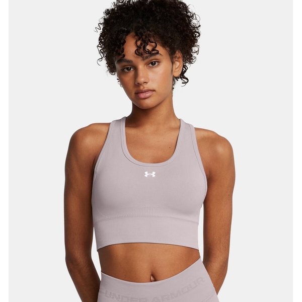 Biustonosz sportowy damski Vanish Seamless Mid Bra Under Armour - beż