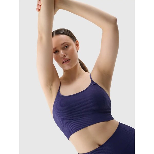 Biustonosz sportowy bezszwowy damski USBAF151 4F - ciemny granat