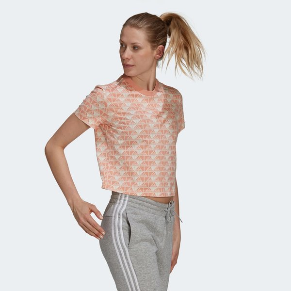 Koszulka damska Brand Love Cropped Tee Adidas - peach