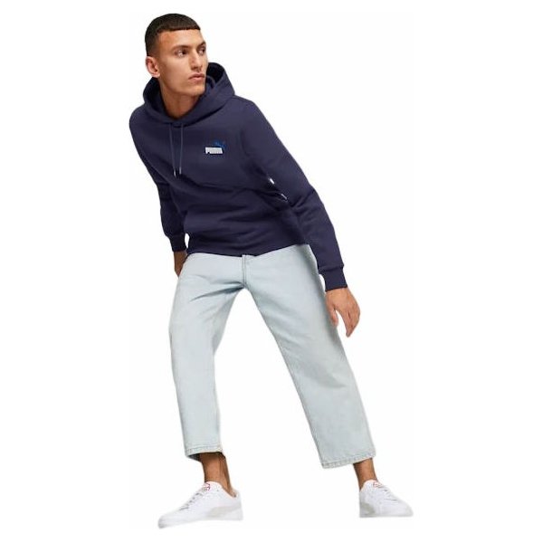 Bluza męska ESS+2 Small Logo Hoodie Puma - granatowa