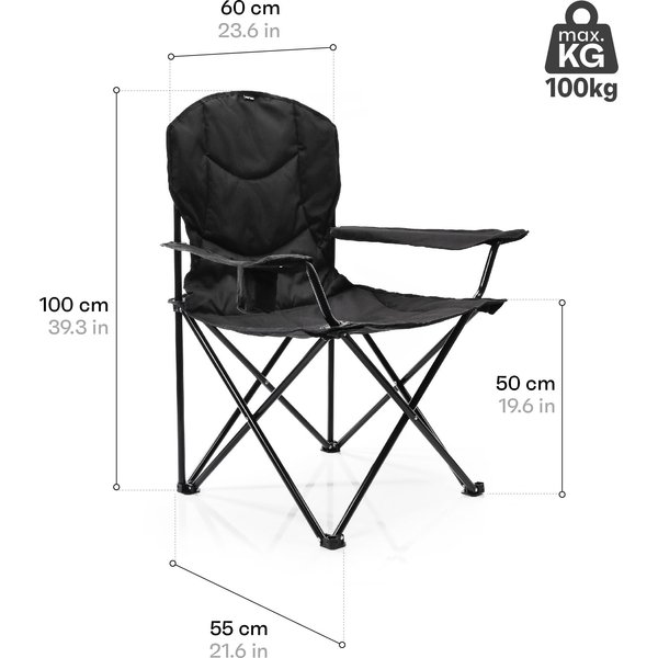 Krzesło turystyczne składane Hiker Meteor - czarne