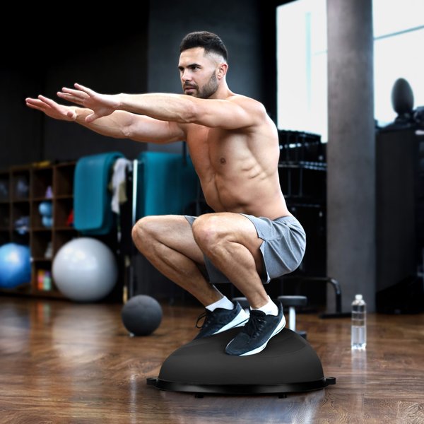 Platforma do balansowania półpiłka do ćwiczeń Flex Core + pompka Gymtek - black