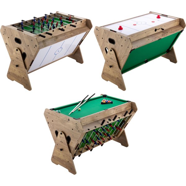 Stół do gry 3w1 Piłkarzyki, Bilard, Cymbergaj Outtec - wooden