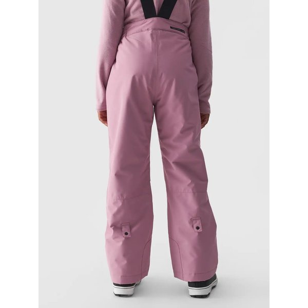 Spodnie narciarskie dziewczęce na szelkach TFTRF659 4F - jasny róż