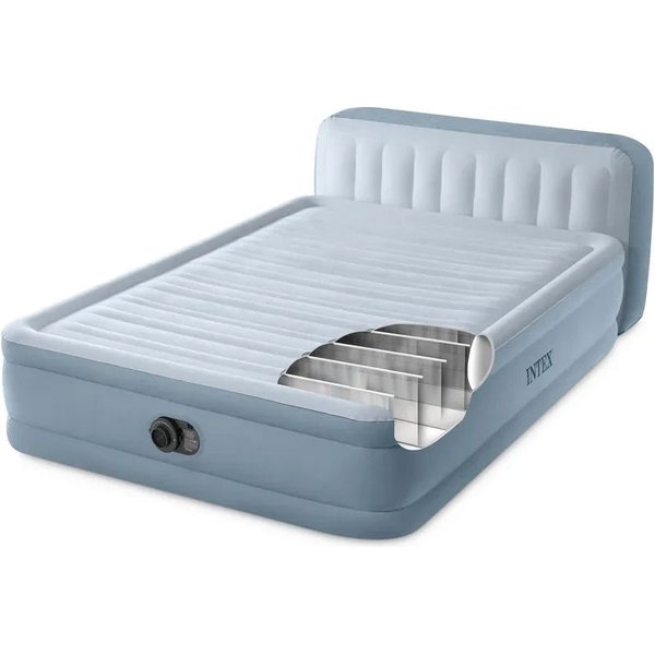 Materac 2-osobowy z zagłówkiem i pompką Plush Queen 152x236x46cm Intex