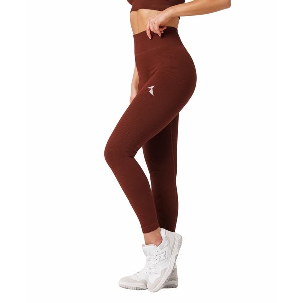 Legginsy bezszwowe damskie Rib Seamless Carpatree - Currant Brown