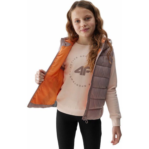 Kamizelka puchowa dziewczęca 4FJWSS24TVJAF080 4F - beż