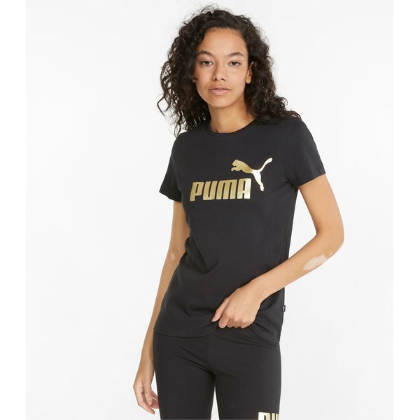 Koszulka damska ESS+ Metallic Logo Tee Puma - czarna/złota