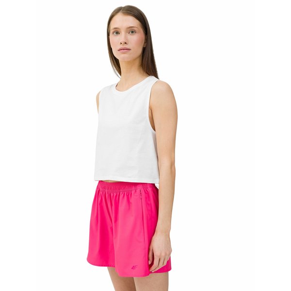 Bezrękawnik, crop top damski 4FWSS24TSLEF071 4F - biały