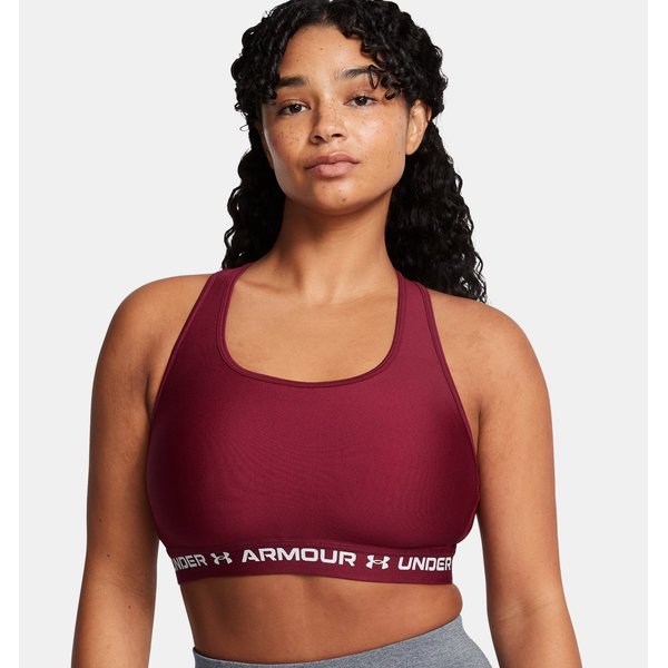 Biustonosz sportowy damski Crossback Mid Bra Under Armour - Cardinal/White