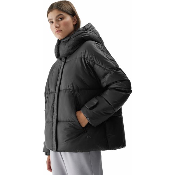 Kurtka puchowa damska 4FAW23TDJAF231 4F - głęboka czerń