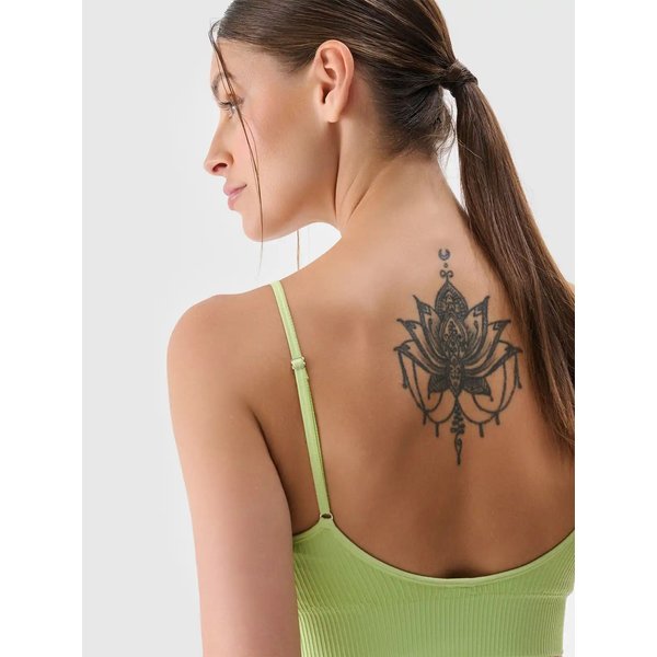 Biustonosz sportowy bezszwowy damski USBAF151 4F - jasna zieleń