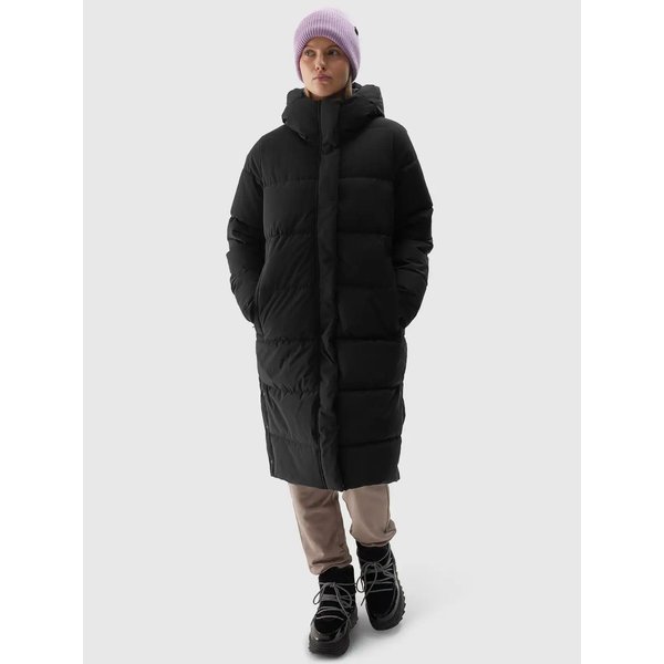 Płaszcz puchowy damski TDJAF476 4F - głęboka czerń