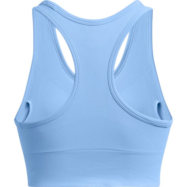 Biustonosz sportowy damski Vanish Seamless Mid Bra Under Armour - Horizon Blue/White