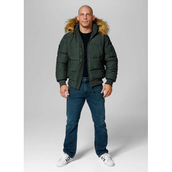 Kurtka męska Burnt Quilted Hooded Jacket Pitbull West Coast - Dark Olive