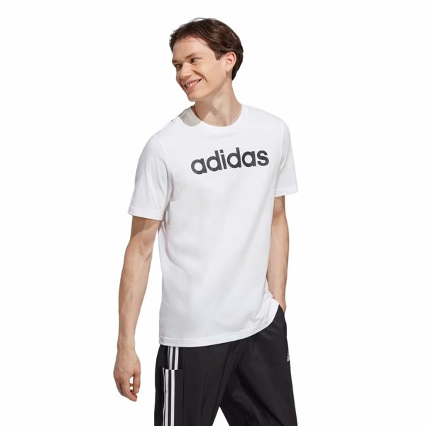 Koszulka męska Essentials Single Jersey Linear Embroidered Logo Adidas - biała