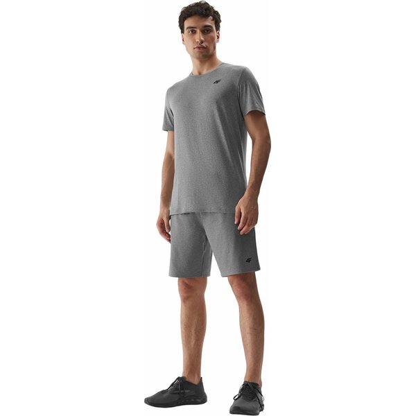 Koszulka męska 4FAW23TFTSM449 4F - chłodny jasny szary melanż