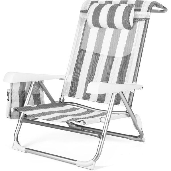 Krzesło plażowe z funkcją leżaka Sun Flex 2w1 Outtec - paski/szare