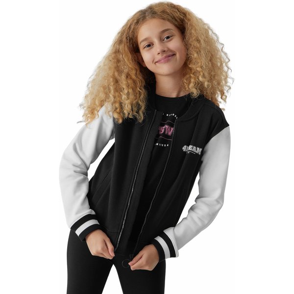 Bluza dziewczęca 4FJAW23TSWSF641 4F - głęboka czerń