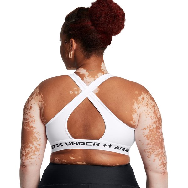 Biustonosz sportowy damski Crossback Mid Bra Under Armour - biały