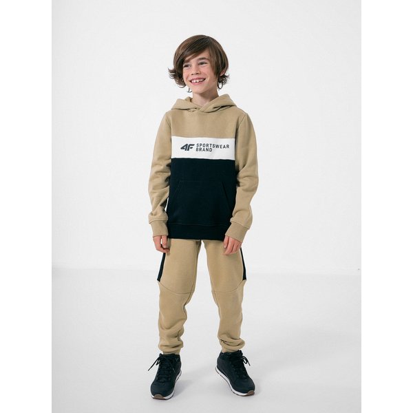 Bluza chłopięca HJZ22 JBLM003 4F - jasny brąz