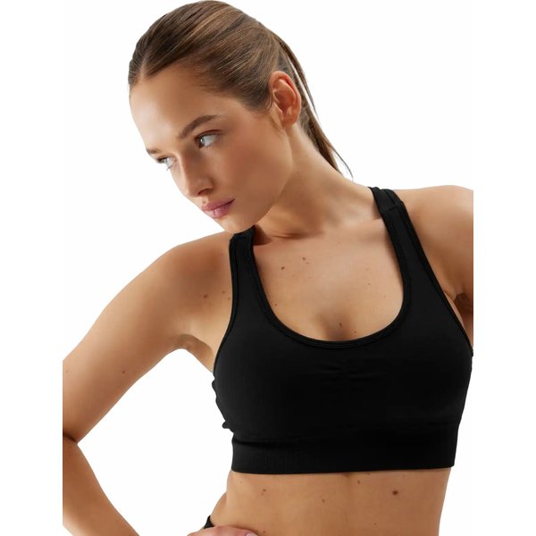 Biustonosz sportowy damski 4FWSS24USBAF116 4F - głęboka czerń