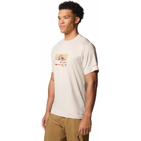 Koszulka męska Kwick Hike Graphic SS Tee Columbia - Dark Stone Heather/Peak Direction