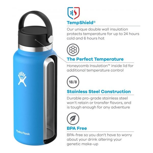 Butelka termiczna Wide Mouth 946ml Hydro Flask - white