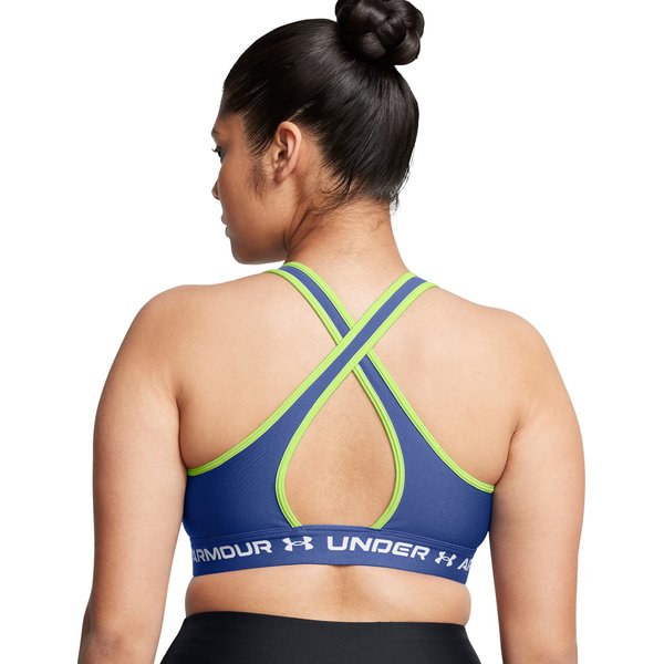 Biustonosz sportowy damski Crossback Mid Bra Under Armour - Tech Blue/Retro Green