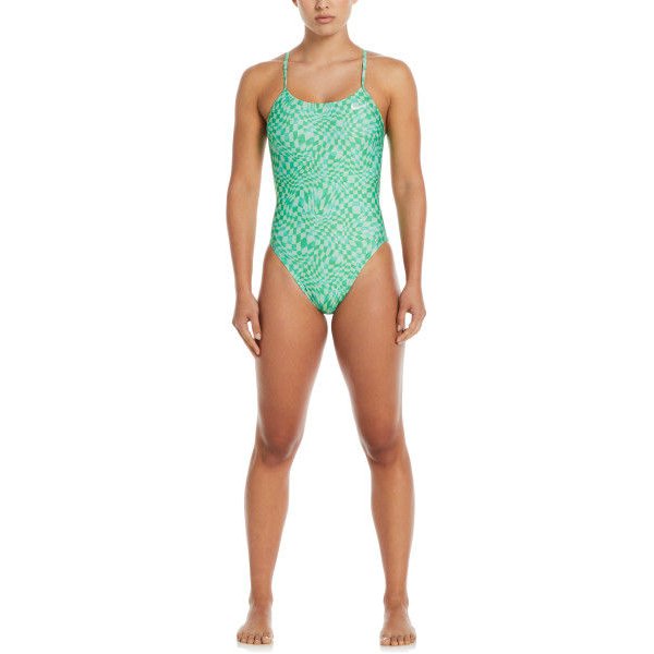 Strój kąpielowy damski Cutout One Piece Nike Swim - zielony