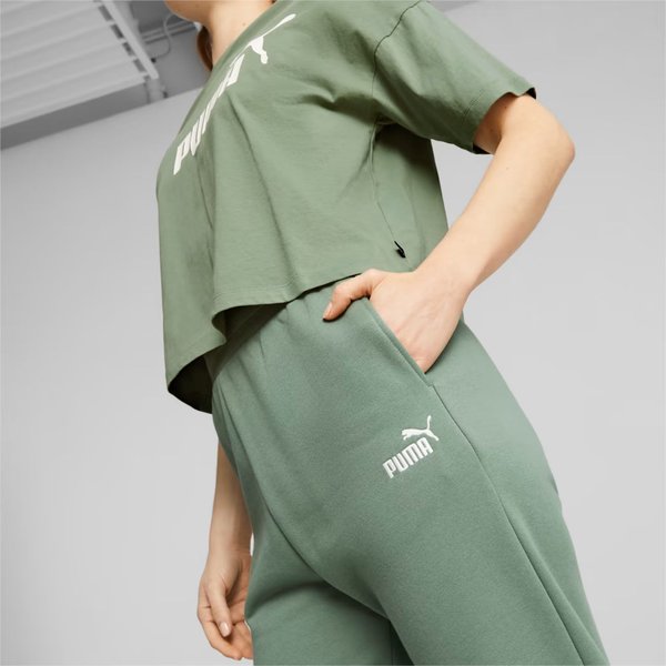 Spodnie dresowe damskie ESS+ Embroidery High-Waist Puma - zielone