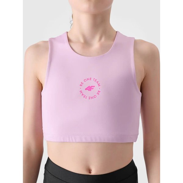 Biustonosz sportowy dziewczęcy USBAF148 4F - jasny róż