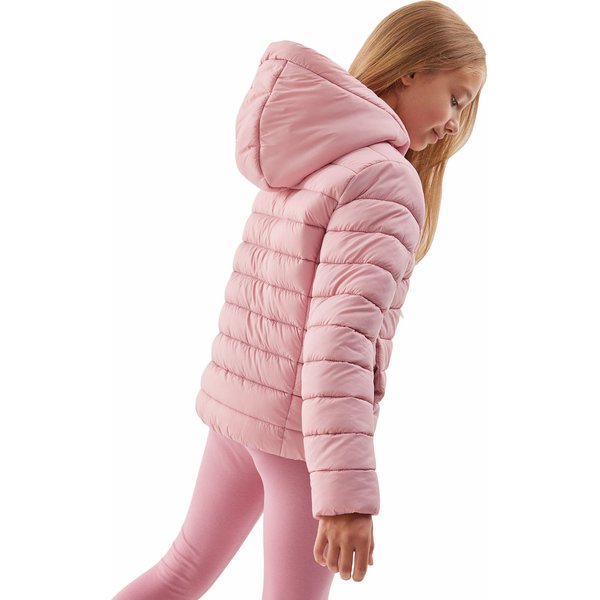 Kurtka puchowa dziewczęca 4FJAW23TDJAF266 4F - jasny róż