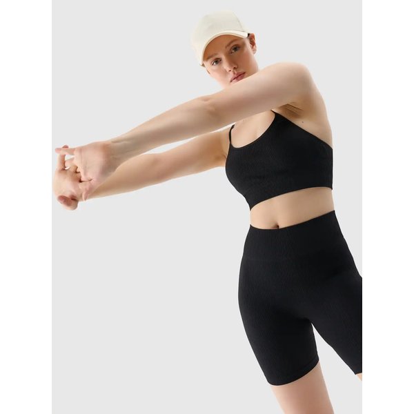 Biustonosz sportowy bezszwowy damski USBAF151 4F - głęboka czerń