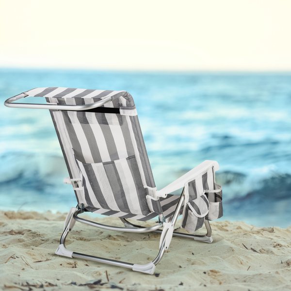 Krzesło plażowe z funkcją leżaka Sun Flex 2w1 Outtec - paski/szare