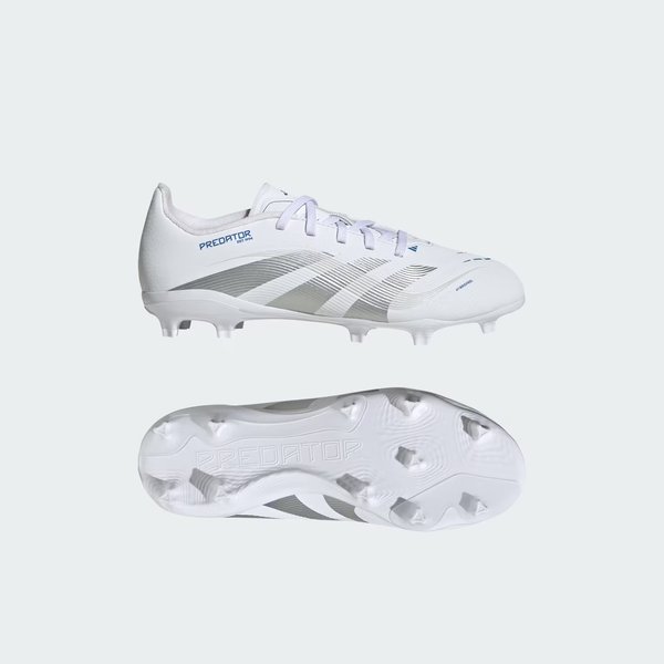 Buty piłkarskie, korki Predator League FG/MG Jr Adidas - Cloud White/Silver Metallic/Bright Royal