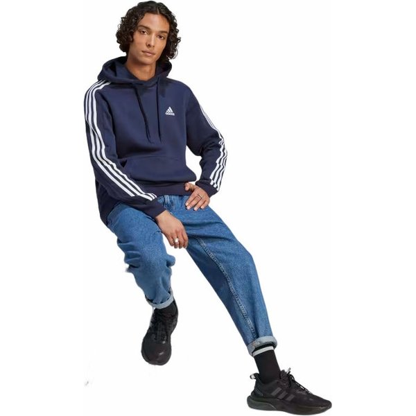 Bluza męska Essentials Fleece 3-Stripes Hoodie Adidas - granatowa